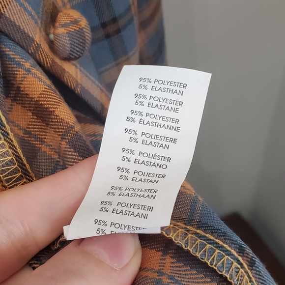 Daisy Street Oversized Orange & Blue Plaid Shirt with Chest Pockets - Picture 6 of 6